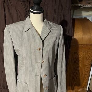 Calvin Klein Women's Gray Pinstripe Blazer